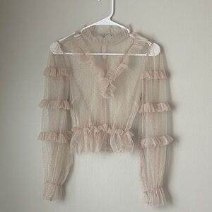 Chic Ruffled Sheer Blouse
